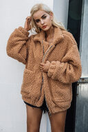 Faux lambswool oversized jacket coat Winter black warm