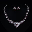 Zircon Flower Stud Necklace Set
