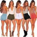 Women's Denim Shorts Buttons Decorative Sexy