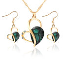 Love Drops Ear Neck Necklace Set Heart Pearl