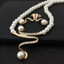 European fashion diamond crystal pearl necklace earrings set