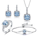 925 Sterling Silver Necklace Sky Blue Topaz Four-Piece