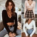 Sexy Women Ladies Summer Slim Crop Tops Long