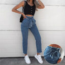 High-waisted Washed Pencil Pants Spring Sexy Temperament European