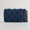 Blue oversized denim quilted shoulder bag
