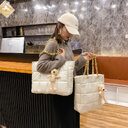 Thick Chain Tote Bags for Women Leather Big
