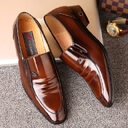 Micro Reehemes patent leather shoes men's British business