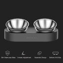 Adjustable Stainless Steel Pet Dog Cat Double Bowls