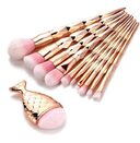 11Pcs Diamond Rose Gold Makeup Brushes Set Mermaid