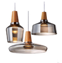 Modern Led Glass Pendant Light Fixture With Wood