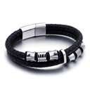 Gold Color Stainless Steel Leather Bracelet Men Black