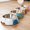 Stainless steel dog bowl cat