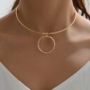 Women Collar Choker Necklace Big Circle Geometric Metal