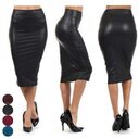 Newly Women High Waist Faux Leather Pencil Skirt