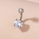 Stainless Steel Heart-shaped Zircon Navel Pin Human Body