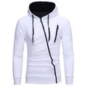 Diagonal Zipper Design Sweater Solid Color Hooded Men
