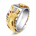 New Men's Domineering Dragon Pattern Two-color Zircon Rhinestone