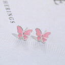 Sterling silver stud earrings literary cute butterfly Korean