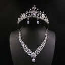 Bride headdress crown necklace three piece Earrings Korean