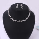 Simple diamond earrings necklace set bride Korean party