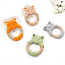 Baby Silicone Wood Ring Fox Teether Molar Stick
