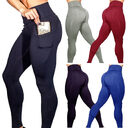 Mobile phone pocket leggings female solid color high