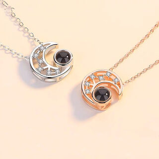 Star moon projection photo necklace