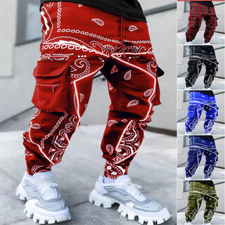 Men's Print Trousers Loose Bloomers Casual Wide-Leg Harem
