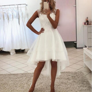 Wedding Dress Short Front And Long Lace Simple Short