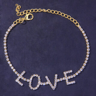 Letter Anklet LOVE Rhinestone