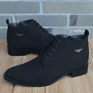 Fashion Business Casual Leather Shoes Men's Pointed Toe Short Martin Boots