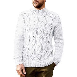 Sweater Men's Solid Color Half High Neck Long