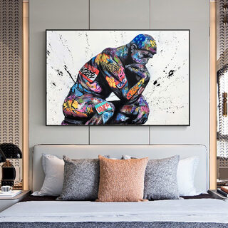 Thinker Man Wall Art Abstract Poster Living Room Decor Painting
