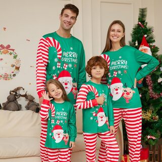 Cartoon Santa Claus Letter Printing Parent-child Christmas Pajamas