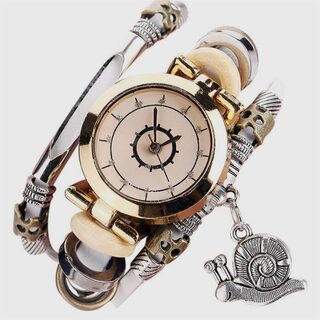 Women's Vintage Bracelet Watch Coiling Leather Snail Pendant