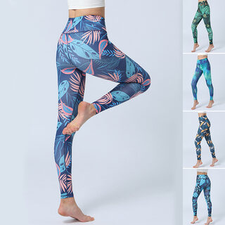Fashion Leaves Printed Yoga Pants Women's High Waist