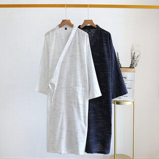 Summer Jacquard Gauze Cotton Kimono Thin Home Bathrobe