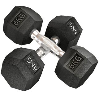 2x6kg Hex Dumbbells Set Rubber Weight Lifting Equipment