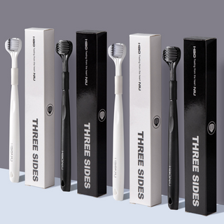 Three-headed soft bristle toothbrush-black-pp-1