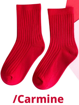 Children's Candy Socks-M-Red-Combed Cotton-1 pair