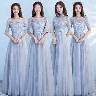 Long Bridesmaid Blue Wedding Dress Girlfriends Party
