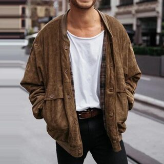 Maillard Suede Coat Men's Solid Color Casual Jackets