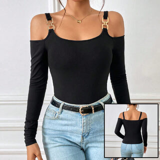 Women's Spring And Summer Fashion Simple Suspender Off-Shoulder