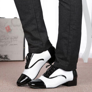 Latin Dance Shoes Men's Leather Black And White