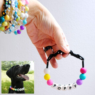 Pet Beaded Name Collar With Bracelet Set Dog