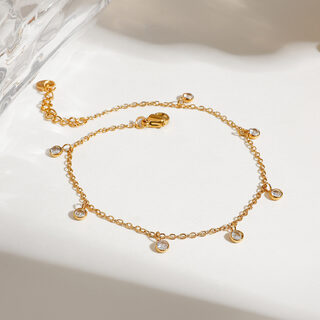Stainless Steel All-match Zircon Anklet