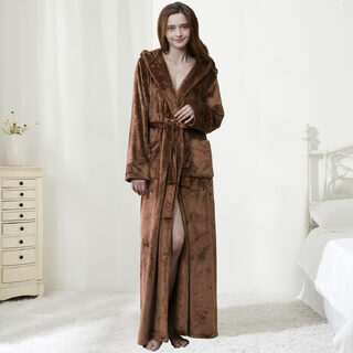 Couples AutumnWinter Hooded Warm Flannel Robe