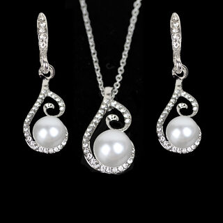 Foreign Bride Rhinestone Diamond Pearl Drop Two Necklace
