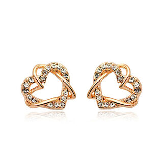 Luxury Gold Heart Rose Gold Color Stud Earrings