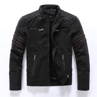 Men's leather washed jacket